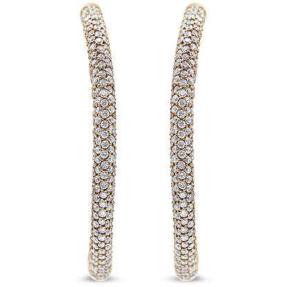 18K Rose Gold 6.90 Cttw Pave Set Diamond Inside Out Eternity Hoop Earrings (F-G Color, VS1-VS2 Clarity) Bids.com