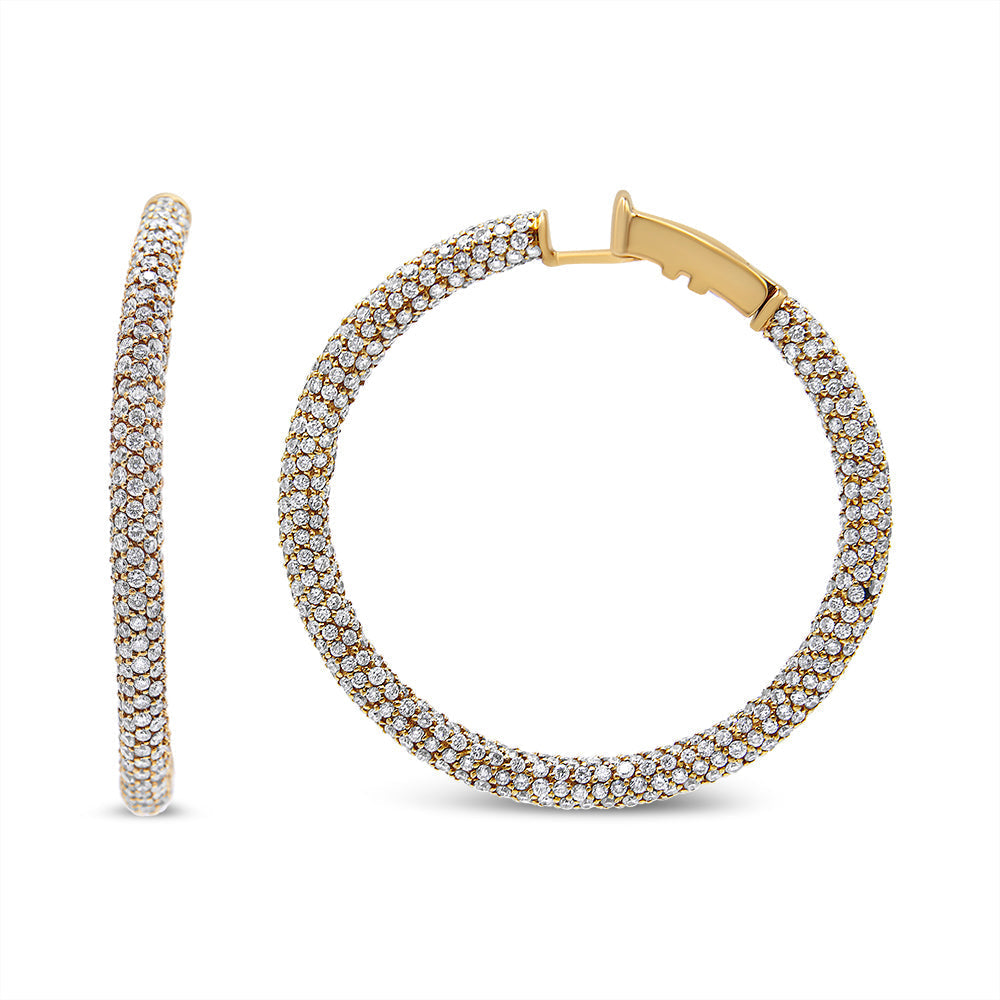 18K Rose Gold 6.90 Cttw Pave Set Diamond Inside Out Eternity Hoop Earrings (F-G Color, VS1-VS2 Clarity) Bids.com
