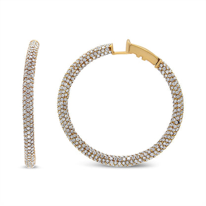 18K Rose Gold 6.90 Cttw Pave Set Diamond Inside Out Eternity Hoop Earrings (F-G Color, VS1-VS2 Clarity) Bids.com