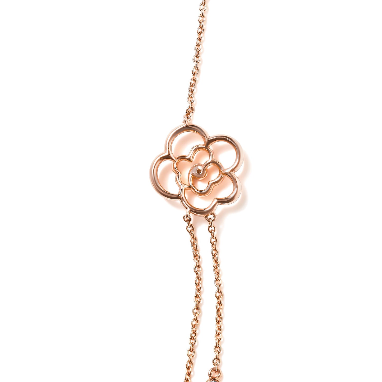 18K Rose Gold 1/2 Cttw Diamond and Freshwater Pearl Double Strand Station Necklace  (G-H Color, SI1-SI2 Clarity) - Adjustable up to 16" to 20" Bids.com