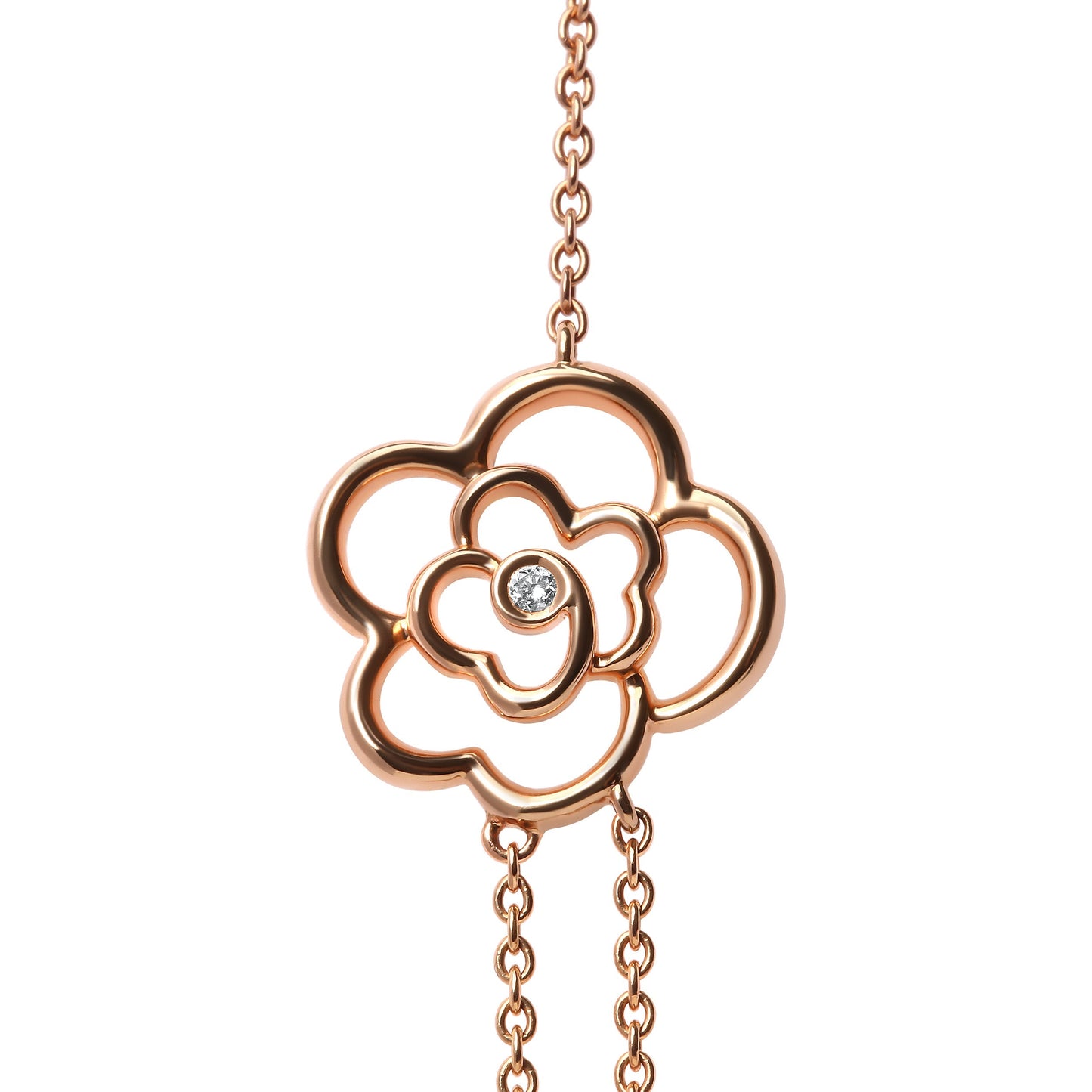 18K Rose Gold 1/2 Cttw Diamond and Freshwater Pearl Double Strand Station Necklace  (G-H Color, SI1-SI2 Clarity) - Adjustable up to 16" to 20" Bids.com