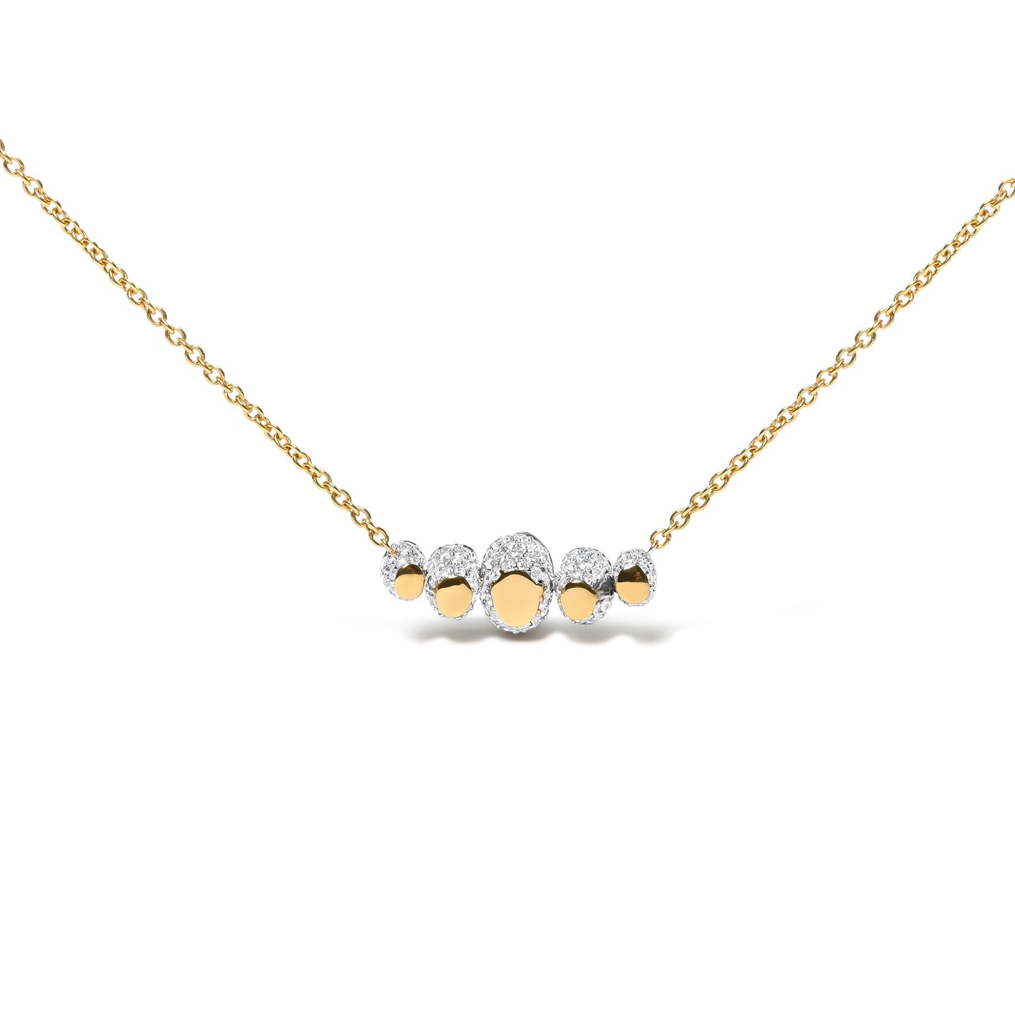 18K Rose Gold 3/4 Cttw Pave Diamonds and Graduated Green Tsavorite Gemstone Curved Bar Choker Necklace (G-H Color, SI1-SI2 Clarity) - Adjustable up to 14" - 16.5" Bids.com
