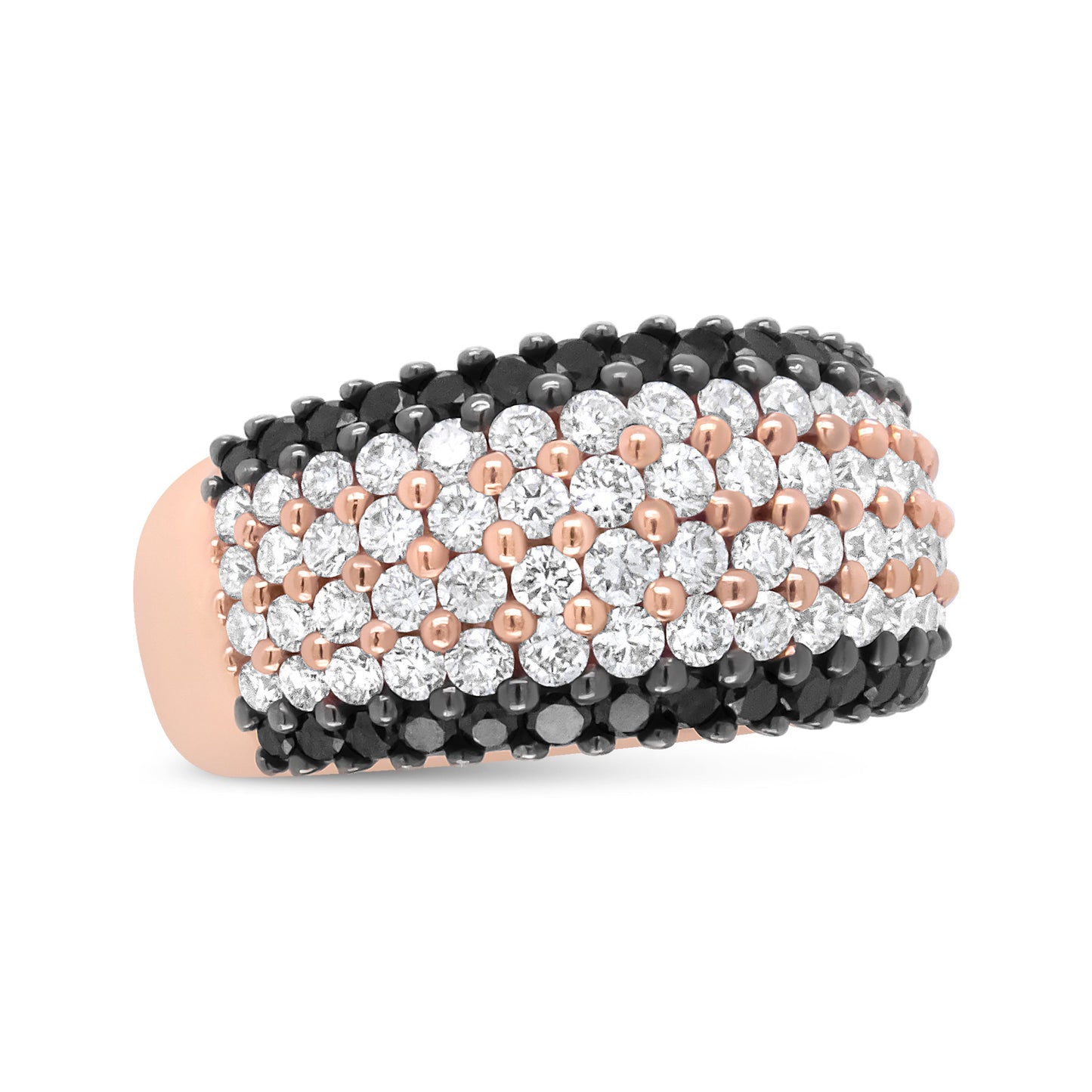 18K Rose Gold 2 1/5 Cttw Black and White Diamond 6 Row Band Ring (F-G and Black Color, VS1-VS2 Clarity) - Ring Size 7 Bids.com