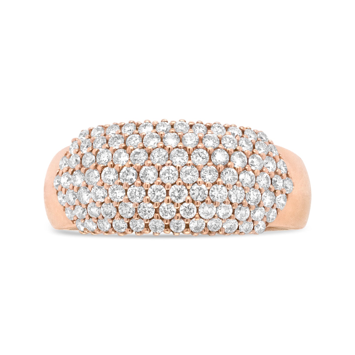 18K Rose Gold 1.00 Cttw Diamond Multi Row Dome Band Ring (F-G Color, VS1-VS2 Clarity) - Ring size 7 Bids.com