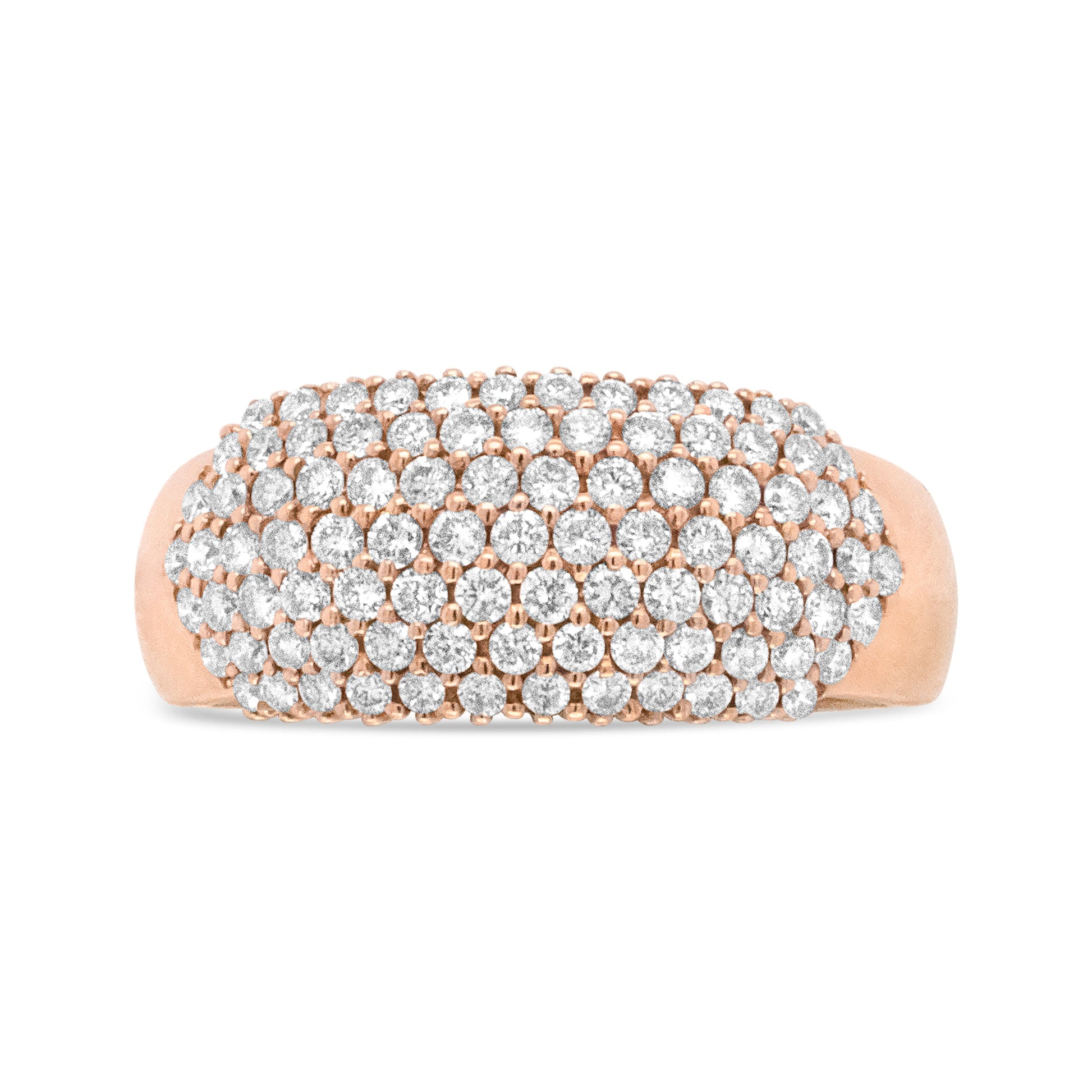 18K Rose Gold 1.00 Cttw Diamond Multi Row Dome Band Ring (F-G Color, VS1-VS2 Clarity) - Ring size 7 Bids.com