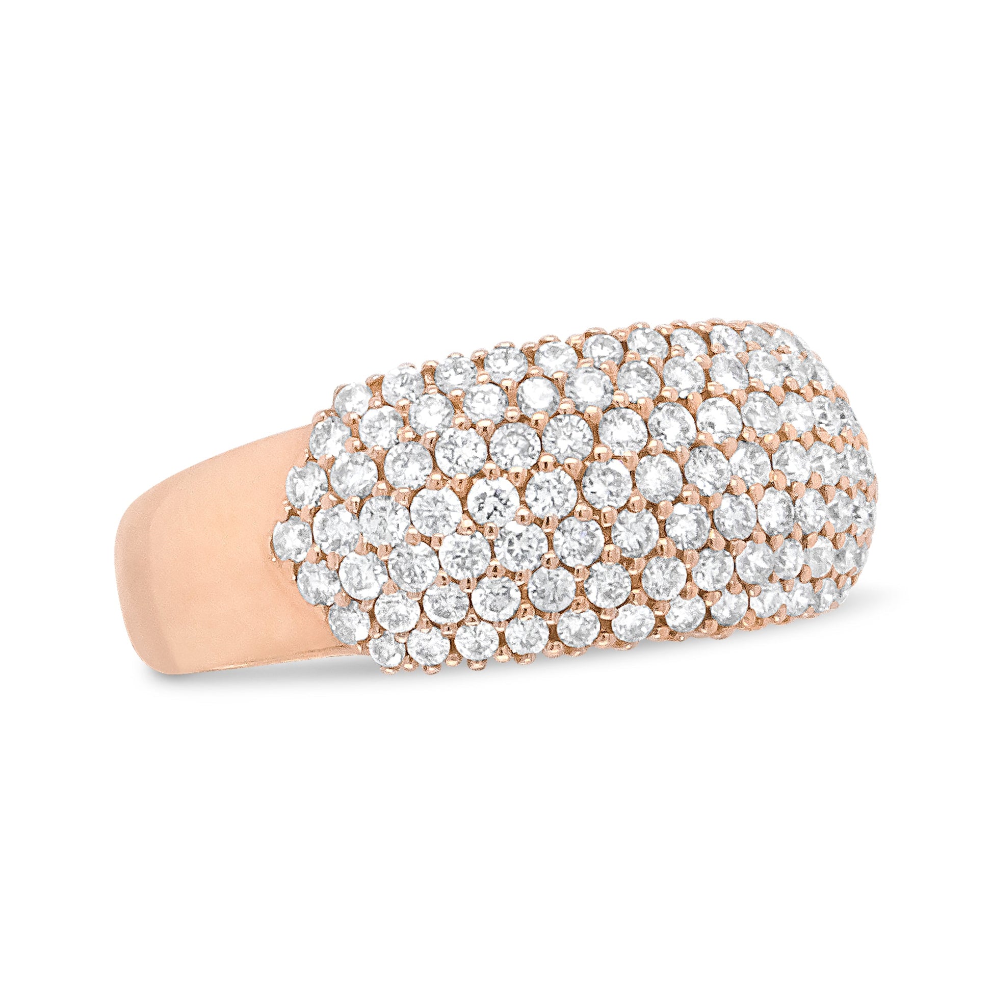 18K Rose Gold 1.00 Cttw Diamond Multi Row Dome Band Ring (F-G Color, VS1-VS2 Clarity) - Ring size 7 Bids.com