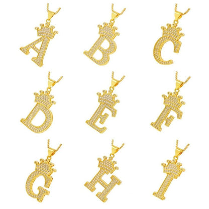 A-Z Alphabet Initial Crown Pendant Necklace DailySale