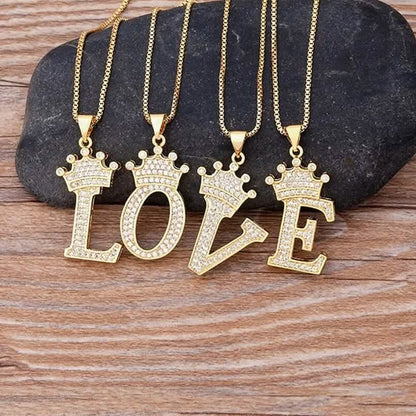 A-Z Alphabet Initial Crown Pendant Necklace DailySale