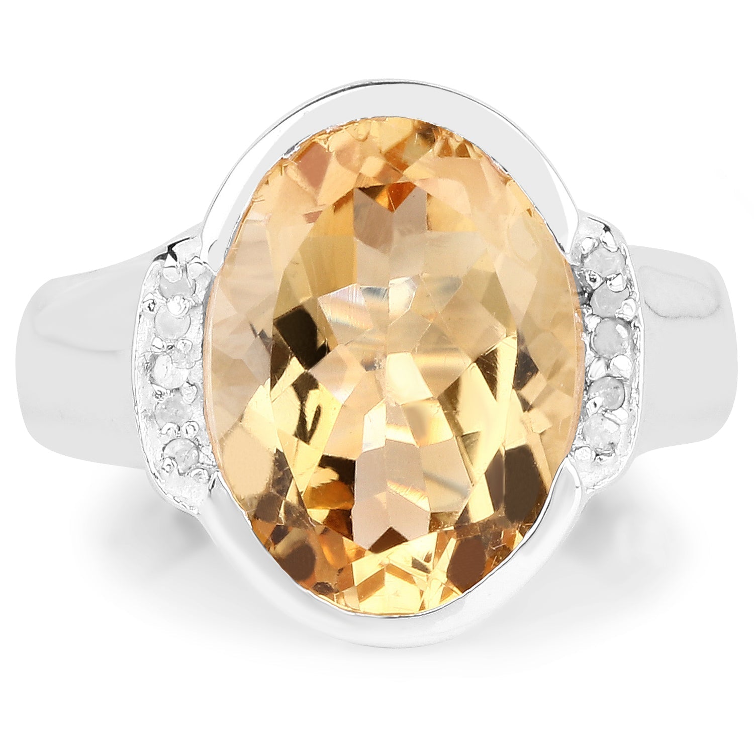 5.05 Carat Genuine Citrine and White Diamond .925 Sterling Silver Ring Bids.com
