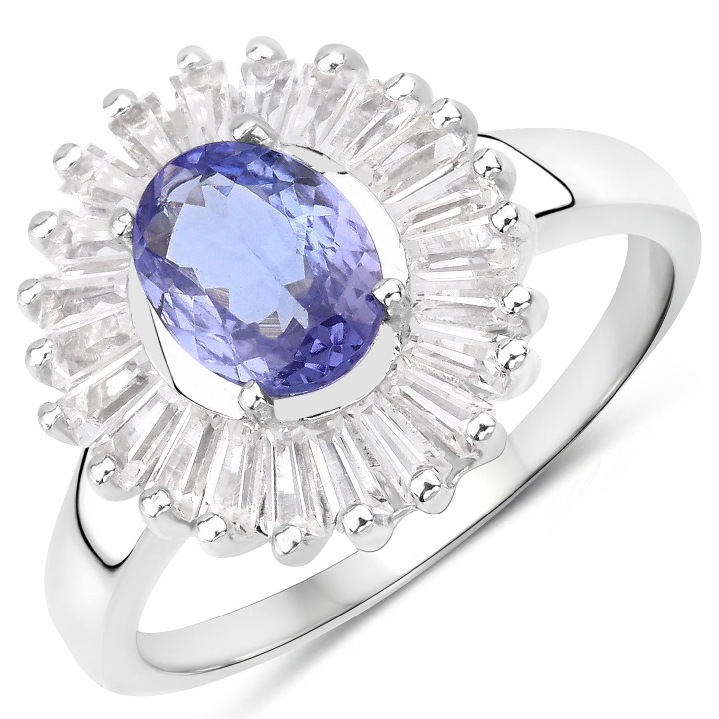 2.47 Carat Genuine Tanzanite and White Topaz .925 Sterling Silver Ring Bids.com