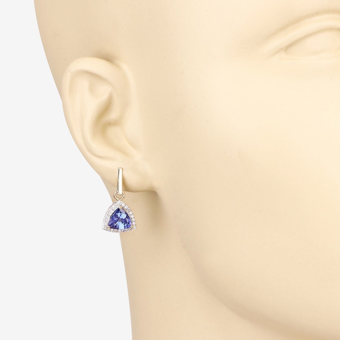 3.86 Carat Genuine Tanzanite and White Diamond 14K Yellow Gold Earrings Bids.com