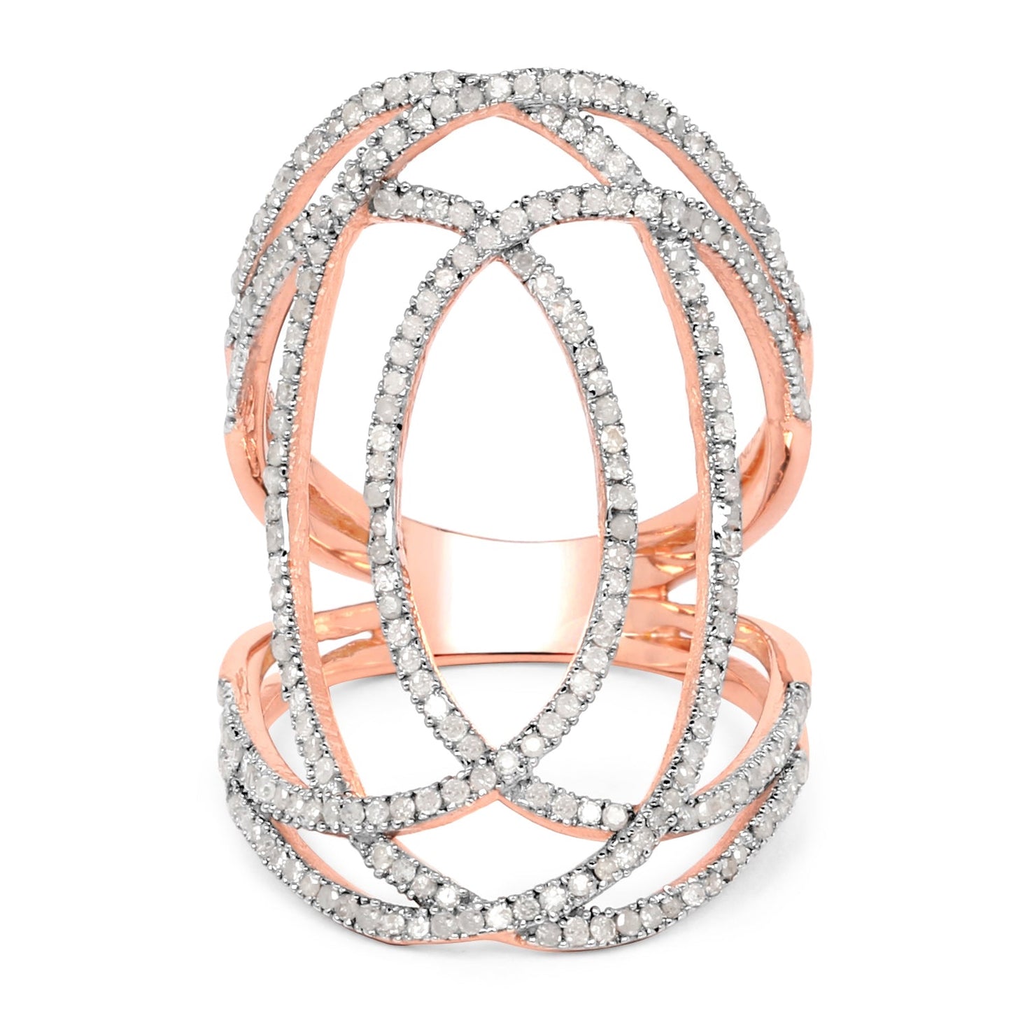 14K Rose Gold Plated 0.73 Carat Genuine White Diamond .925 Sterling Silver Ring Bids.com