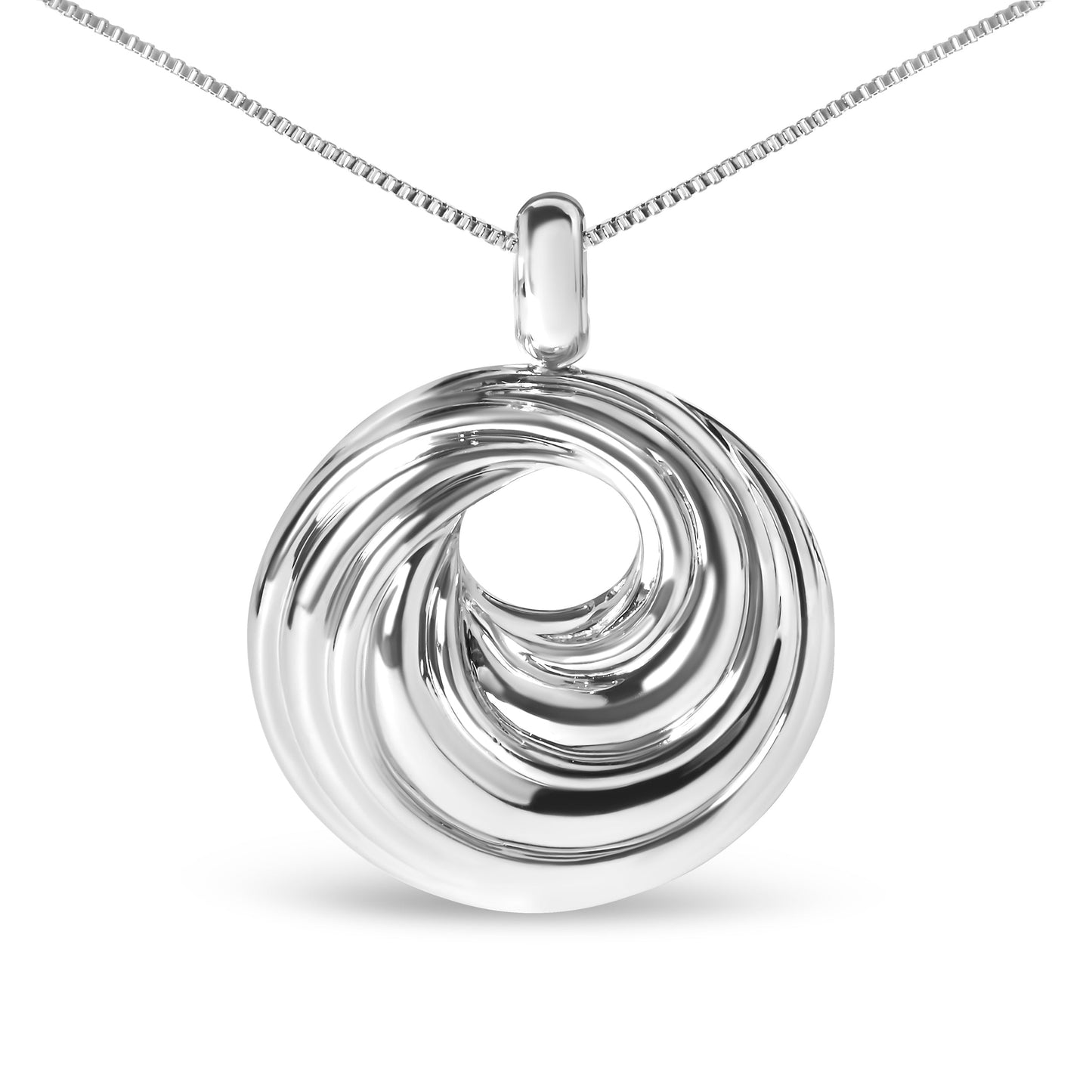 .925 Sterling Silver Endless Wave Swirl Statement Medallion 18" Pendant Necklace Bids.com