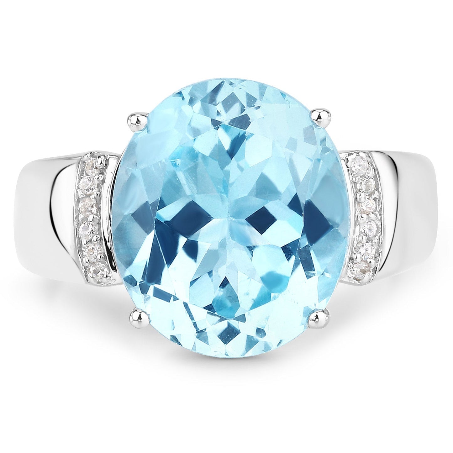 8.36 Carat Genuine Blue Topaz and White Zircon .925 Sterling Silver Ring Bids.com