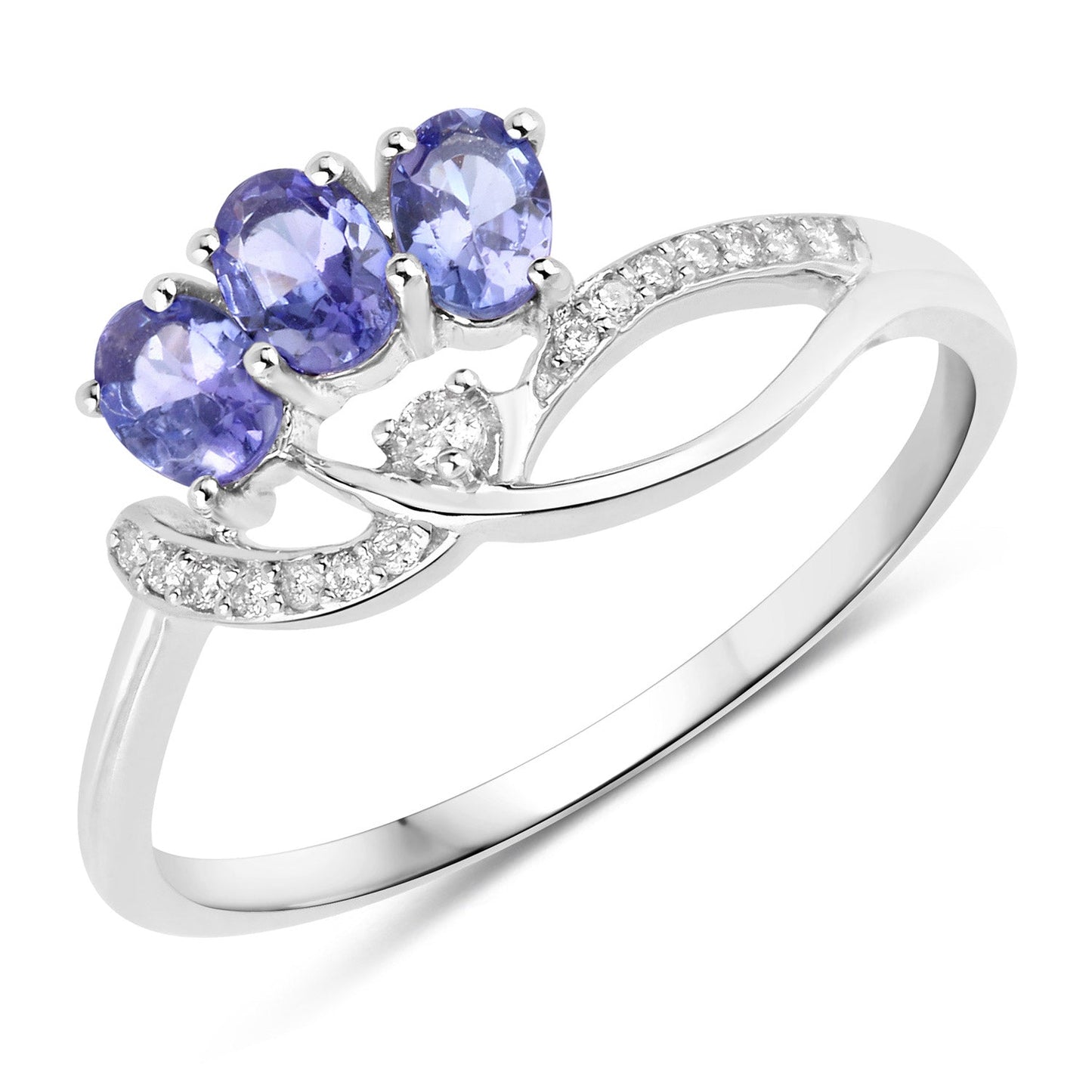 0.56 Carat Genuine Tanzanite and White Diamond 14K White Gold Ring Bids.com