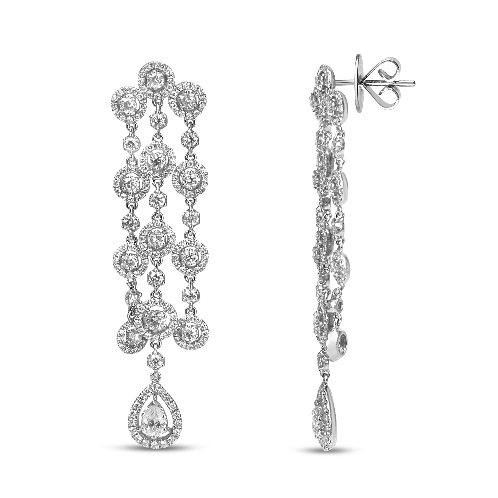 18K White Gold 4 3/4 Cttw Diamond Double Teardrop Waterfall Dangle Earrings (H-I Color, VS1-VS2 Clarity) Bids.com