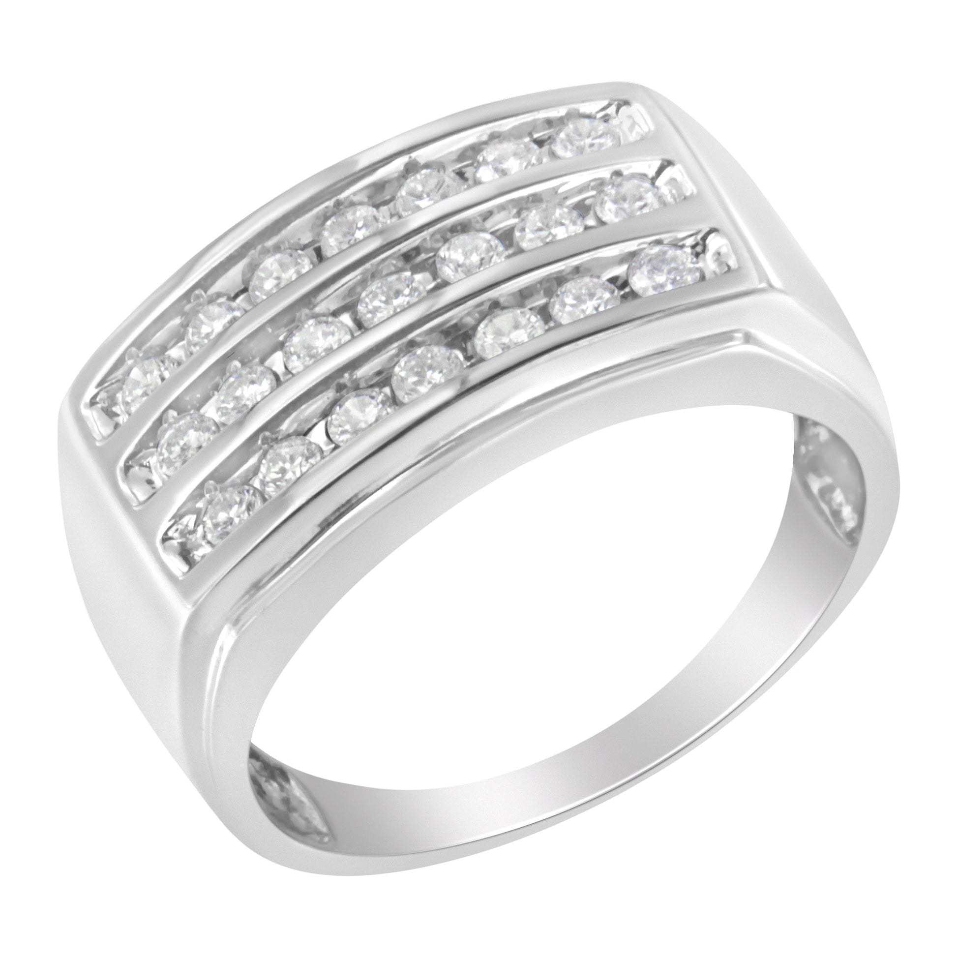 14K White Gold Men's Diamond Channel Set Band Ring (1 cttw, H-I Color, SI2-I1 Clarity) Bids.com