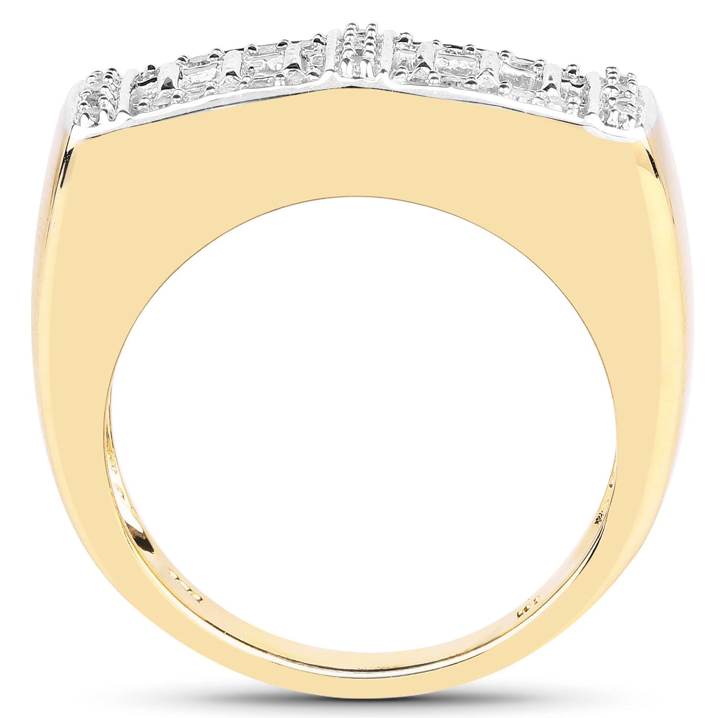 14K Yellow Gold Plated 0.19 Carat Genuine White Diamond .925 Sterling Silver Ring Bids.com