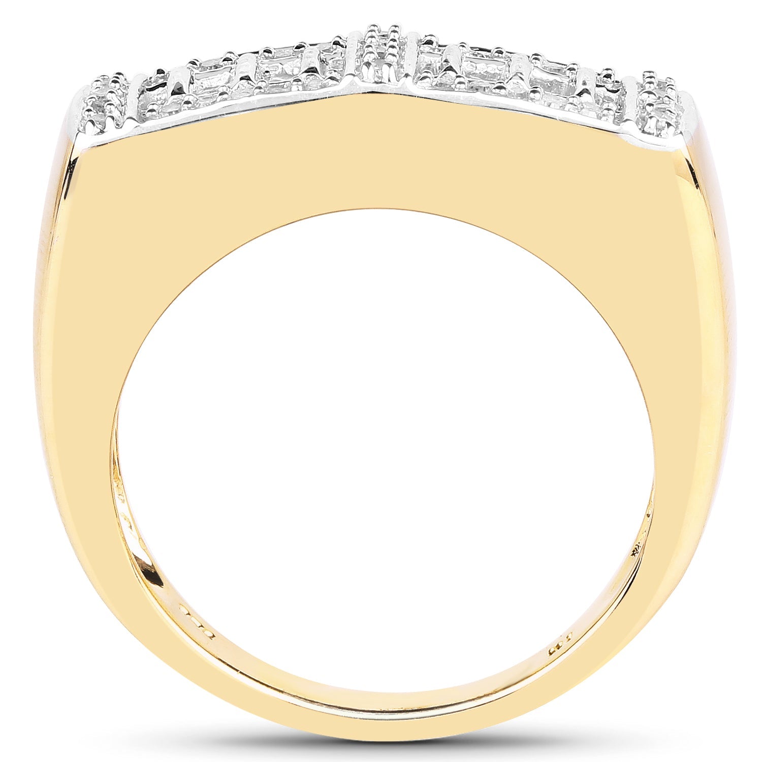 14K Yellow Gold Plated 0.19 Carat Genuine White Diamond .925 Sterling Silver Ring Bids.com