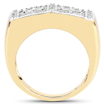 14K Yellow Gold Plated 0.19 Carat Genuine White Diamond .925 Sterling Silver Ring Bids.com