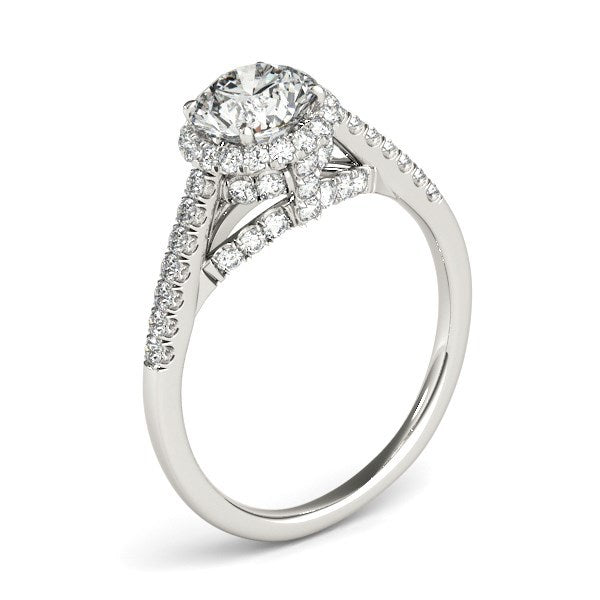 14k White Gold Round Cut Pave Set Shank Diamond Engagement Ring (1 3/8 cttw) Bids.com