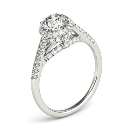 14k White Gold Round Cut Pave Set Shank Diamond Engagement Ring (1 3/8 cttw) Bids.com