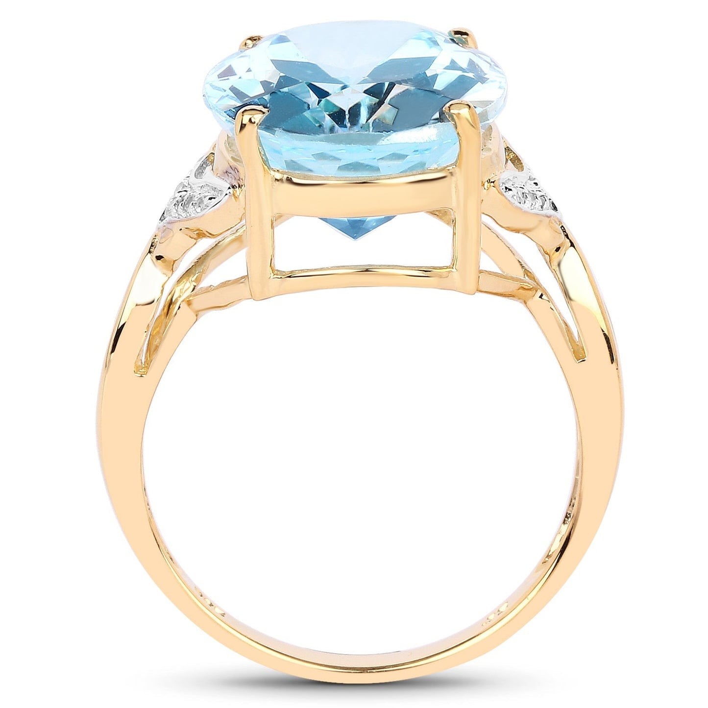 14K Yellow Gold Plated 11.32 Carat Genuine Blue Topaz and White Topaz .925 Sterling Silver Ring Bids.com