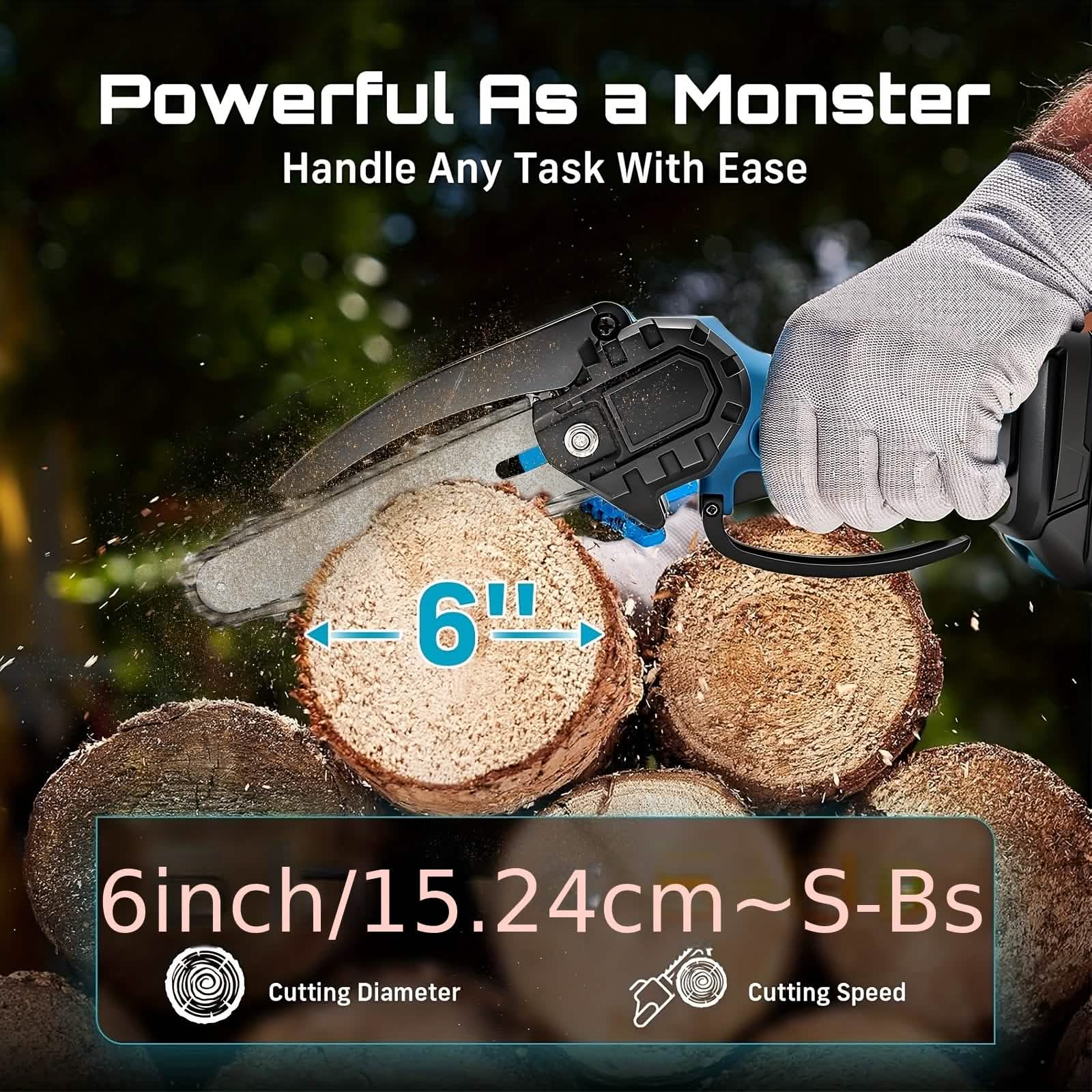 6-inch Cordless Mini Chainsaw – Handheld Electric, Lightweight, Battery-Powered DailySale