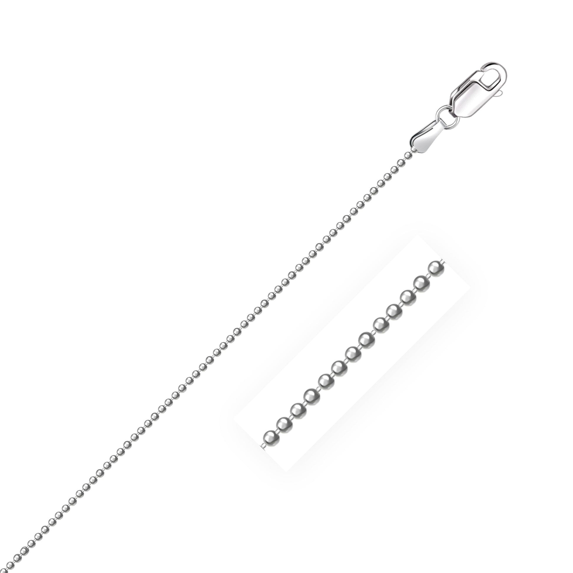 14k White Gold Diamond-Cut Bead Chain 1.2mm Bids.com
