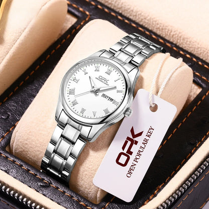 Women's Two Tone Stainless Steel Watch With Day Date BandsCo Straps