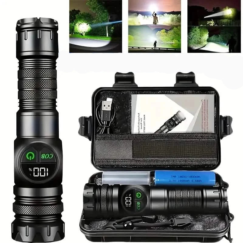 Rechargeable LED Flashlight with 5 Modes & Magnetic Base – Gift Box DailySale