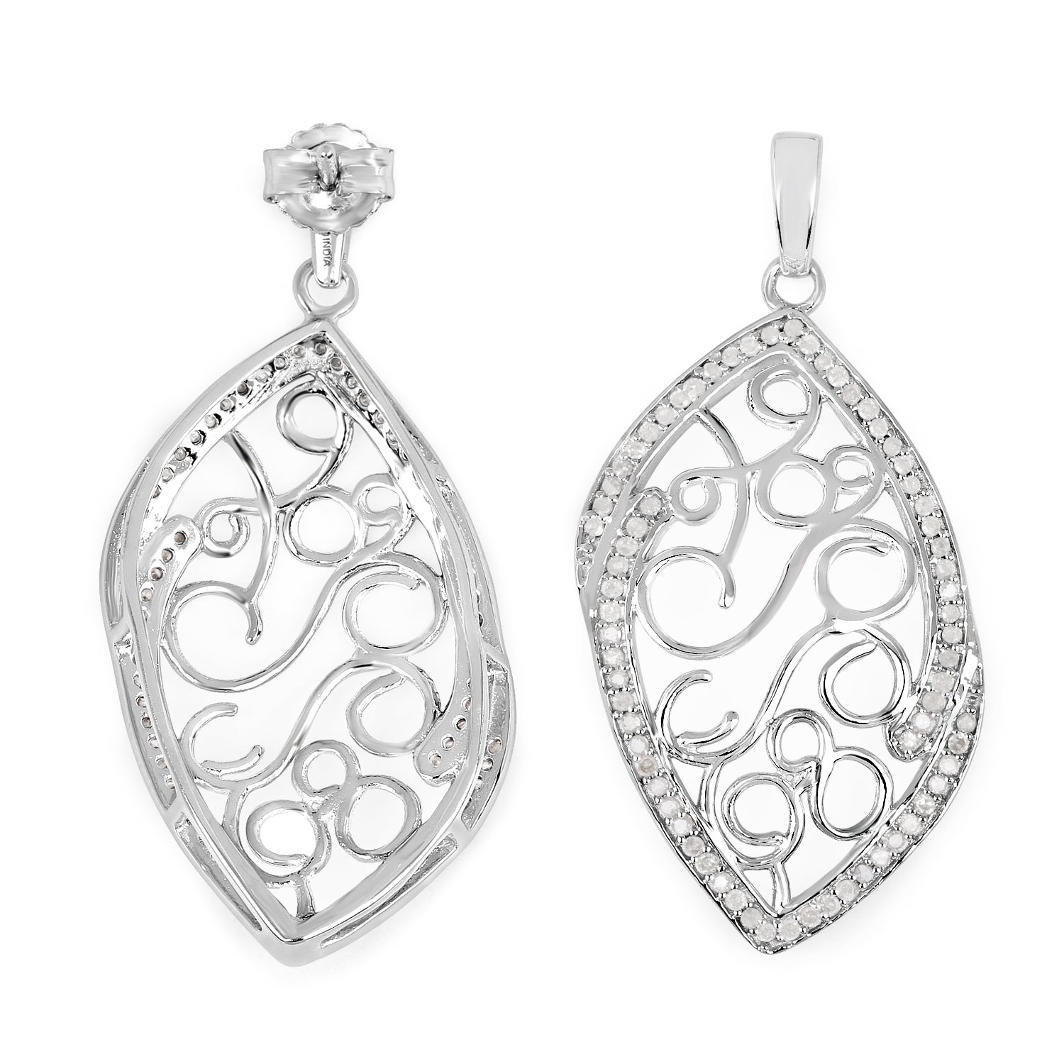 0.73 Carat Genuine White Diamond .925 Sterling Silver Earrings Bids.com