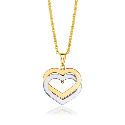 14k Two-Tone Gold Intertwined Hearts Pendant Bids.com