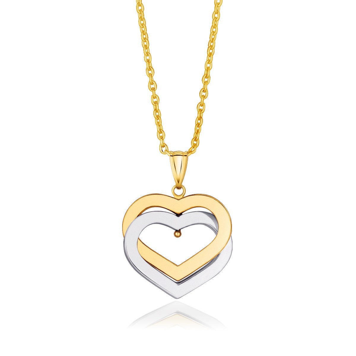 14k Two-Tone Gold Intertwined Hearts Pendant Bids.com