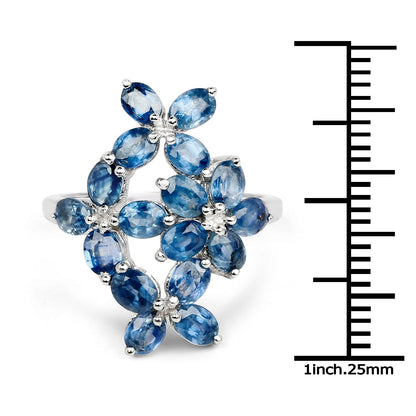 3.40 Carat Genuine Blue Sapphire .925 Sterling Silver Ring Bids.com