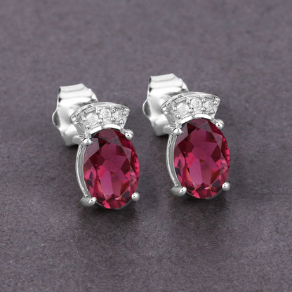 1.35 Carat Genuine Pink Tourmaline and White Diamond 14K White Gold Earrings Bids.com