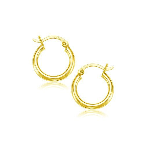 14k Yellow Gold Polished Hoop Earrings (15 mm) Bids.com
