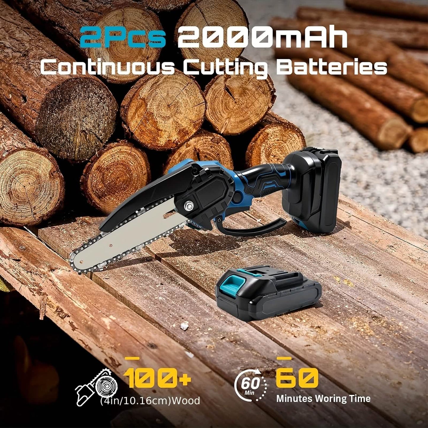 6-inch Cordless Mini Chainsaw – Handheld Electric, Lightweight, Battery-Powered DailySale