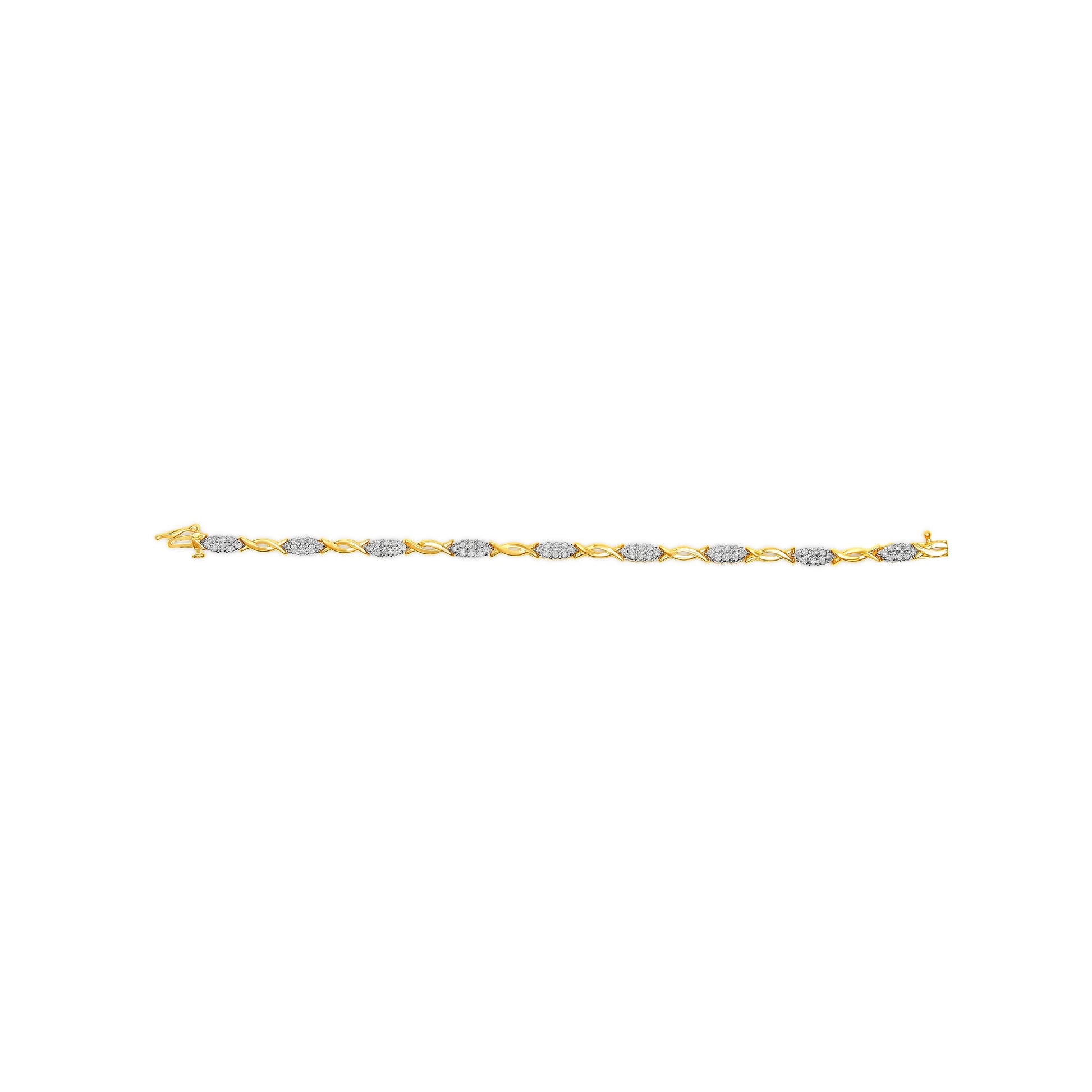 10K Yellow Gold 1.00 Cttw Round-Cut Diamond Spiral Link 7" Bracelet (H-I Color, I2-I3 Clarity) Bids.com