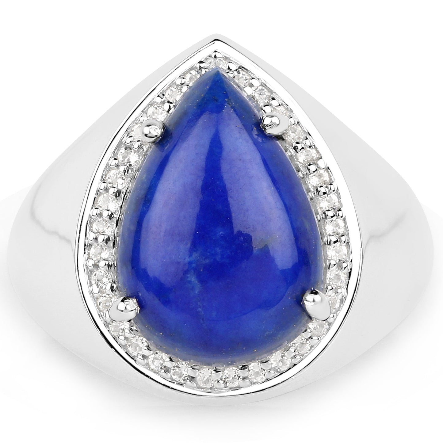 5.52 Carat Genuine Lapis and White Zircon .925 Sterling Silver Ring Bids.com