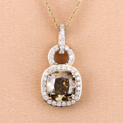 IGI Certified 2.50 Carat Genuine Brown Diamond Center and 0.31cttw White Diamond 18K Yellow Gold Pendant (2.81cttw) Bids.com