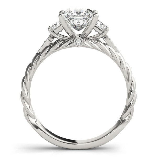 14k White Gold Princess Cut 3 Stone Antique Style Diamond Ring (1 1/8 cttw) Bids.com