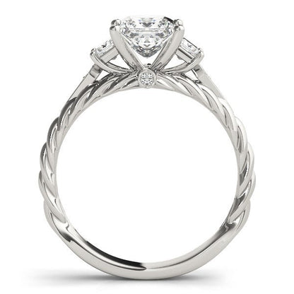 14k White Gold Princess Cut 3 Stone Antique Style Diamond Ring (1 1/8 cttw) Bids.com