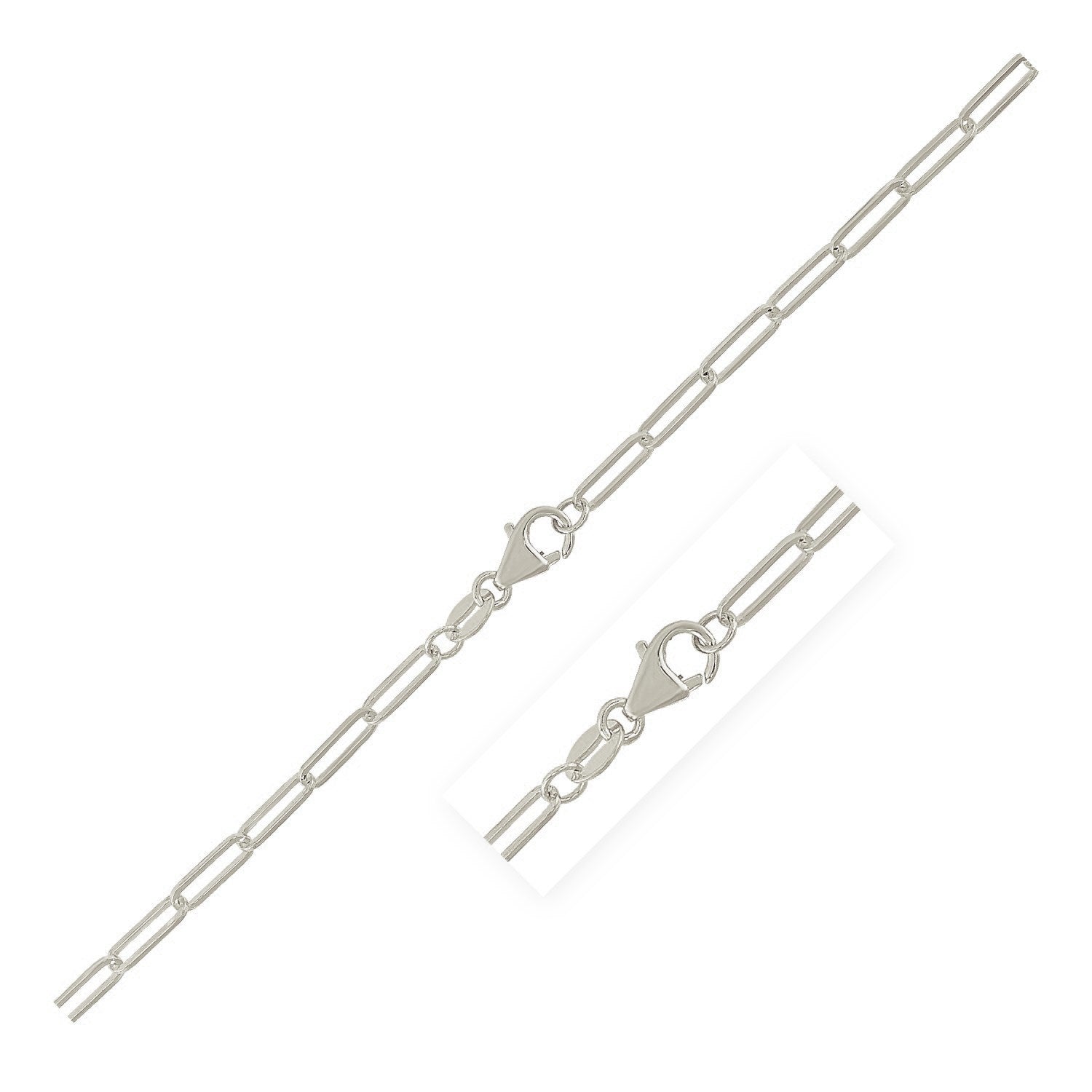 Sterling Silver Rhodium Plated Paperclip Chain (2.5 mm) Bids.com