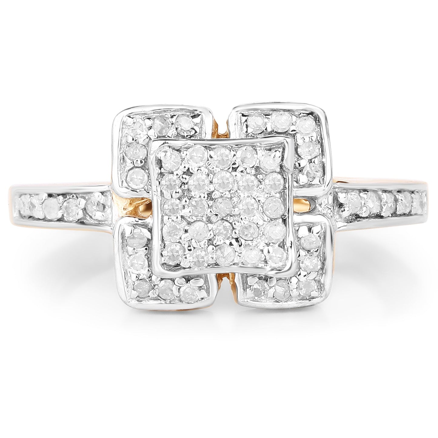 14K Yellow Gold Plated 0.24 Carat Genuine White Diamond .925 Sterling Silver Ring Bids.com