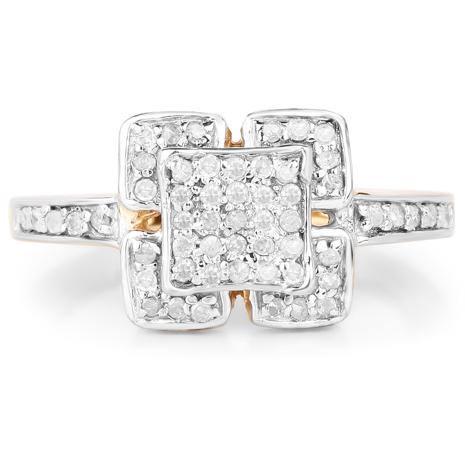 14K Yellow Gold Plated 0.24 Carat Genuine White Diamond .925 Sterling Silver Ring Bids.com