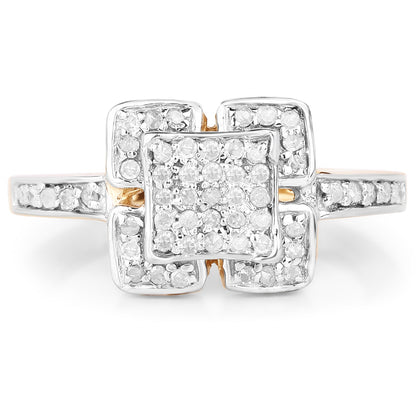 14K Yellow Gold Plated 0.24 Carat Genuine White Diamond .925 Sterling Silver Ring Bids.com