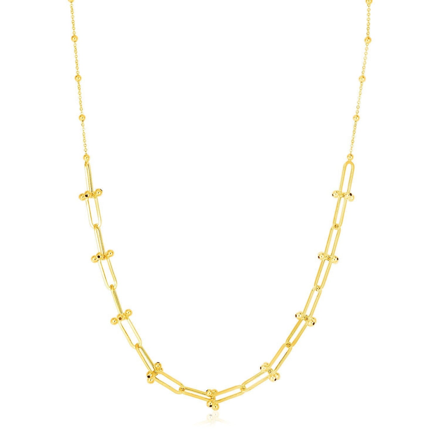 14k Yellow Gold Beaded U Link Chain Necklace Bids.com