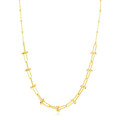14k Yellow Gold Beaded U Link Chain Necklace Bids.com