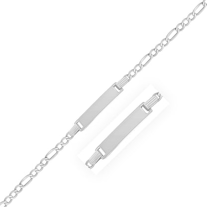 14k White Gold Figaro Chain Fancy Children's ID Bracelet Bids.com